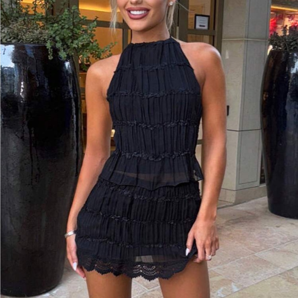 Black Sheer Mini Skirt
